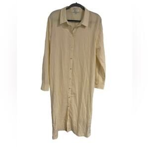 L’ Academie Crinkle Button Down Shirt Dress in Cream Size XL  NWT